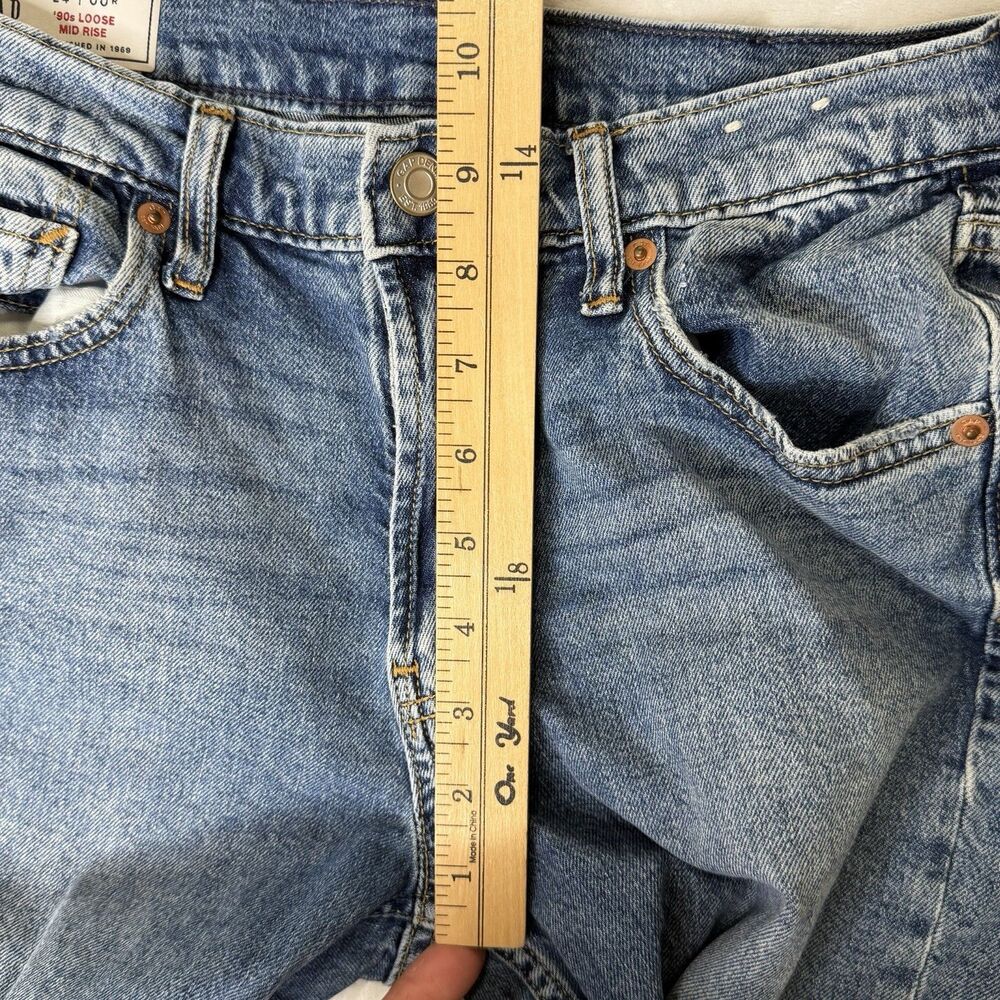 GAP '90s Loose Mid Rise Distressed Ripped Raw Hem Jeans Light Wash Women's 24 00 - Picture 11 of 15